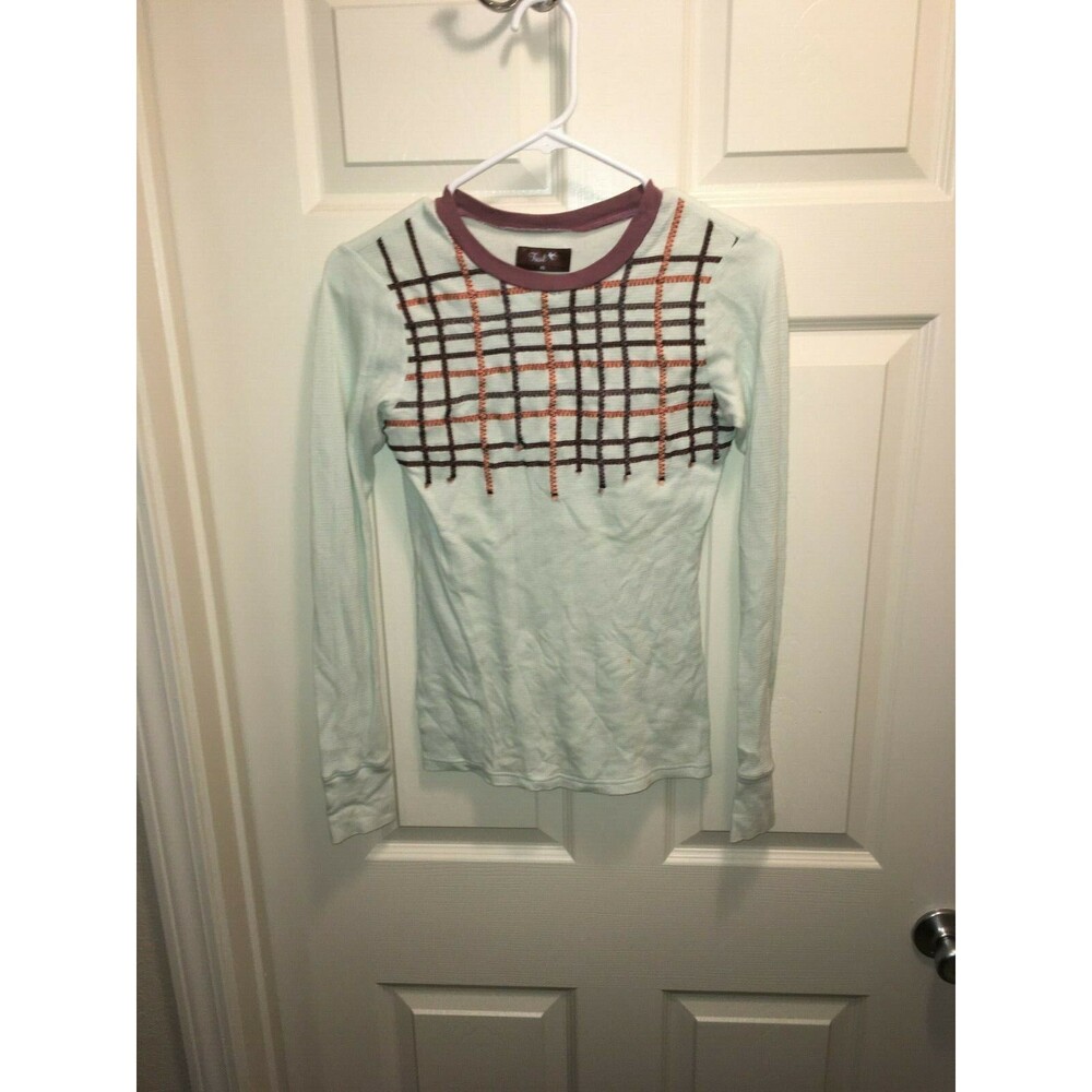 Fossil women's Button-up Long Sleeve Shirt size XS blue brown striped